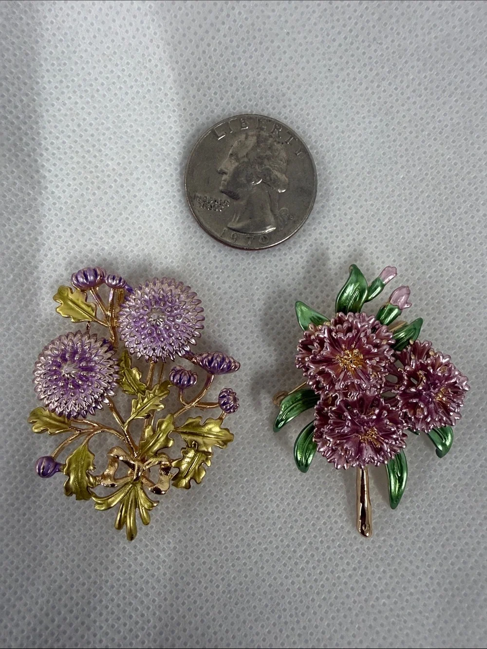 NWOT Floral Enamel Brooches (2) - Pink & Gold Women’s Jewelry